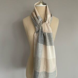Coach Neutral Block Stripe Scarf in Cream and Gray